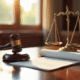 Balance de justice et documents légaux pour {titre}