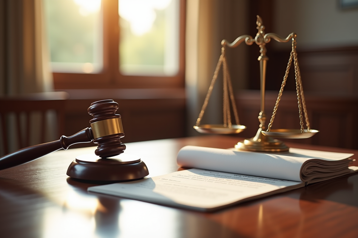 Balance de justice et documents légaux pour {titre}