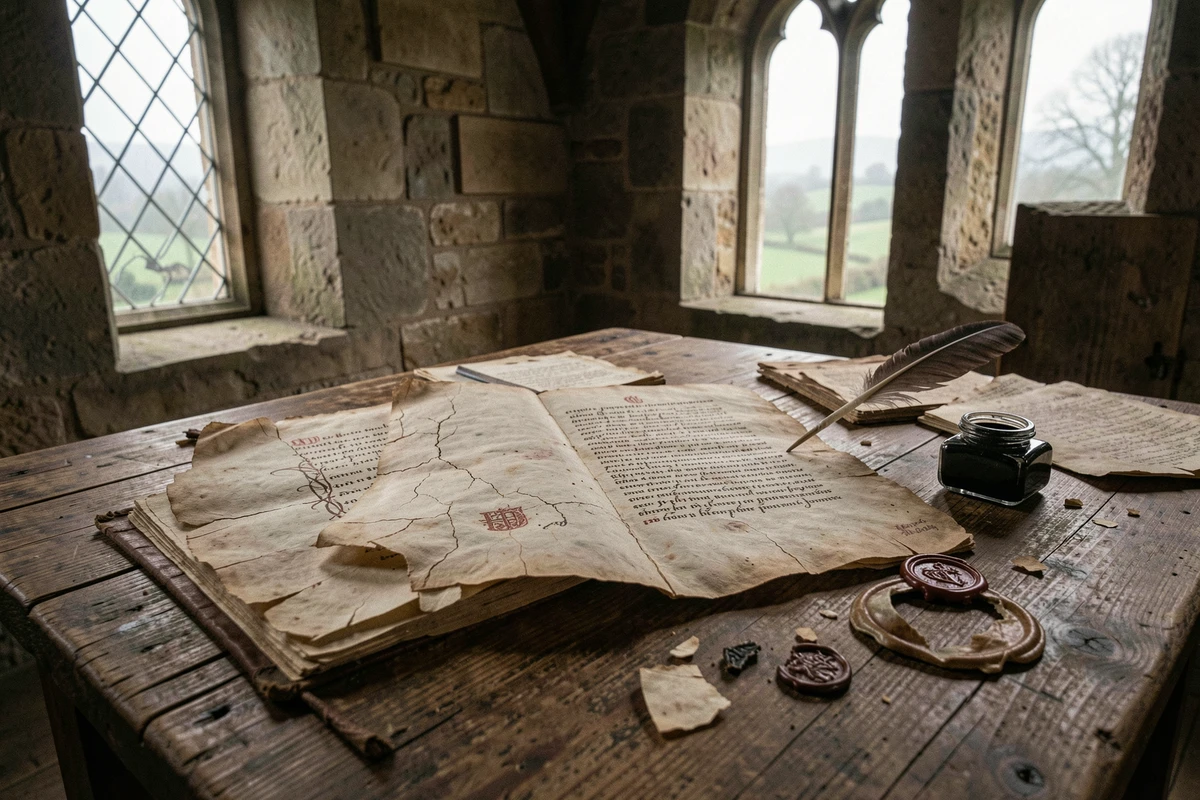 Documents historiques Tudor représentant la rupture d'Henri VIII avec l'Église catholique et la création de l'Église anglicane