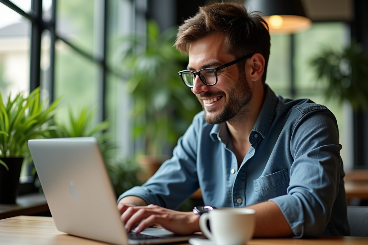 Expert SEO français travaillant dans un café à Chiang Mai