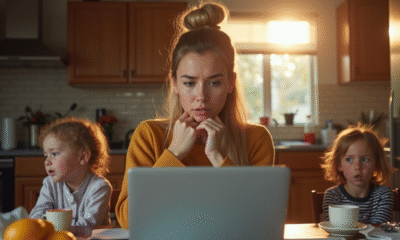 Femme professionnelle frustrée à la maison avec enfants bruyants
