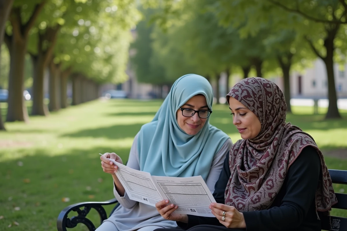 Deux femmes musulmanes discutant de l