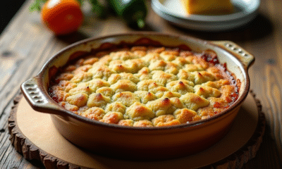 Gâteau zucchini croustade dans un plat en céramique rustique