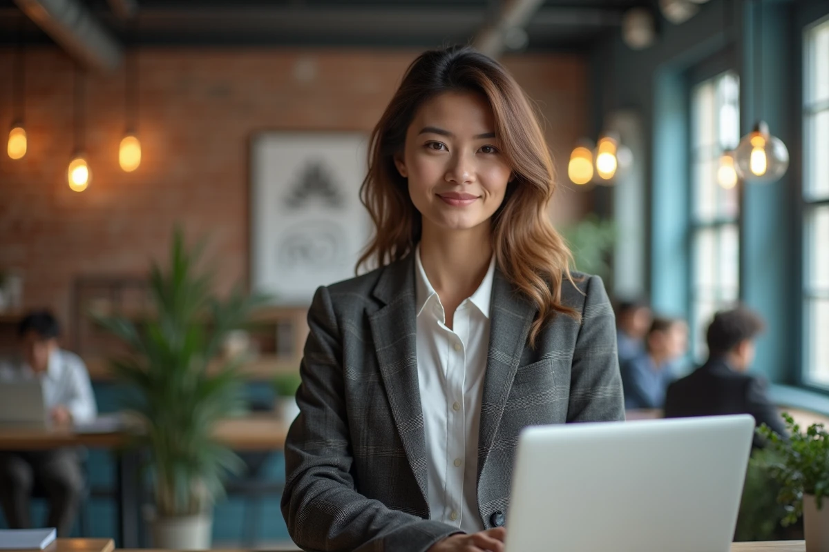 Jeune femme entrepreneure en coworking lors d