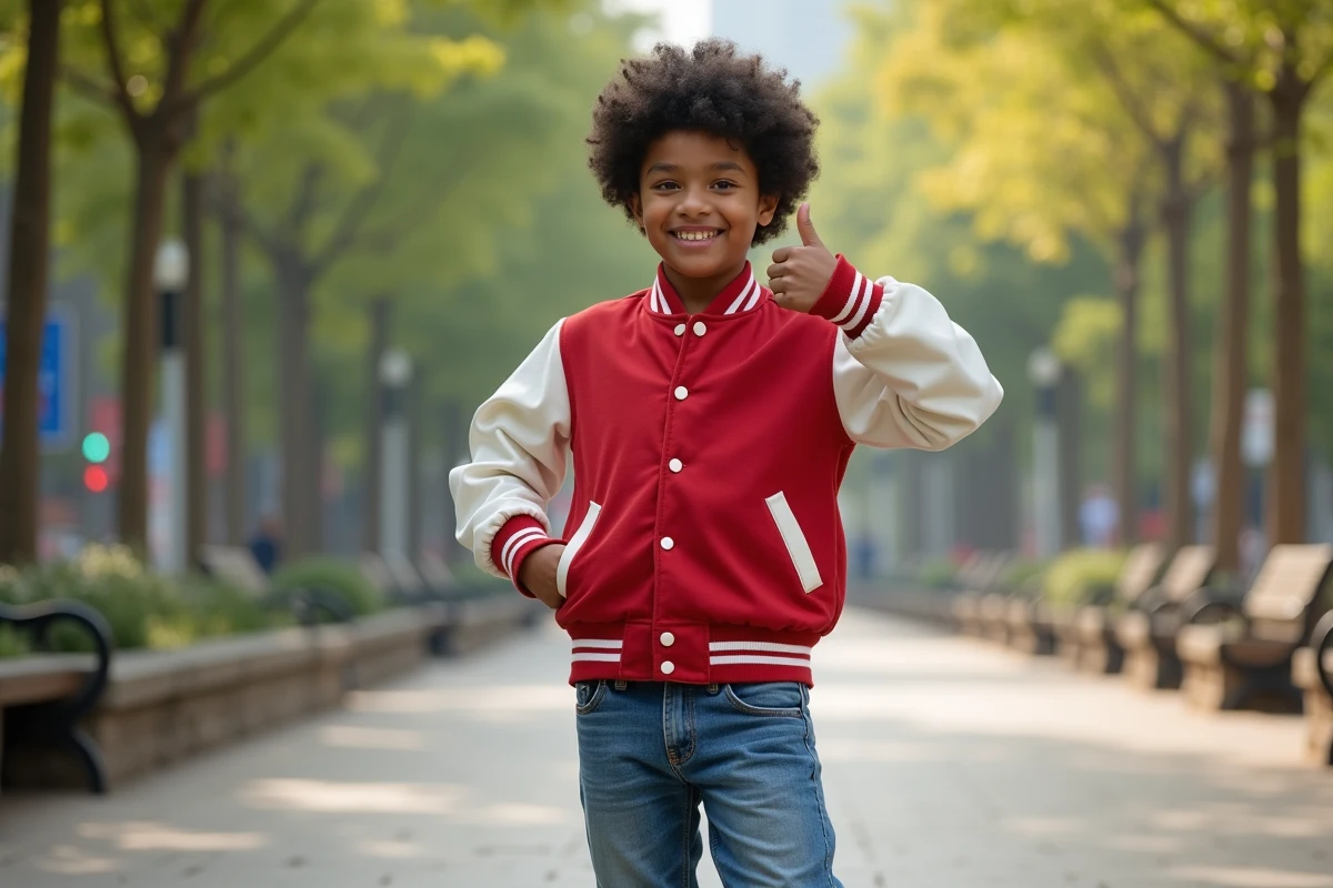 Jeune garçon en pose héroïque dans un parc Disney