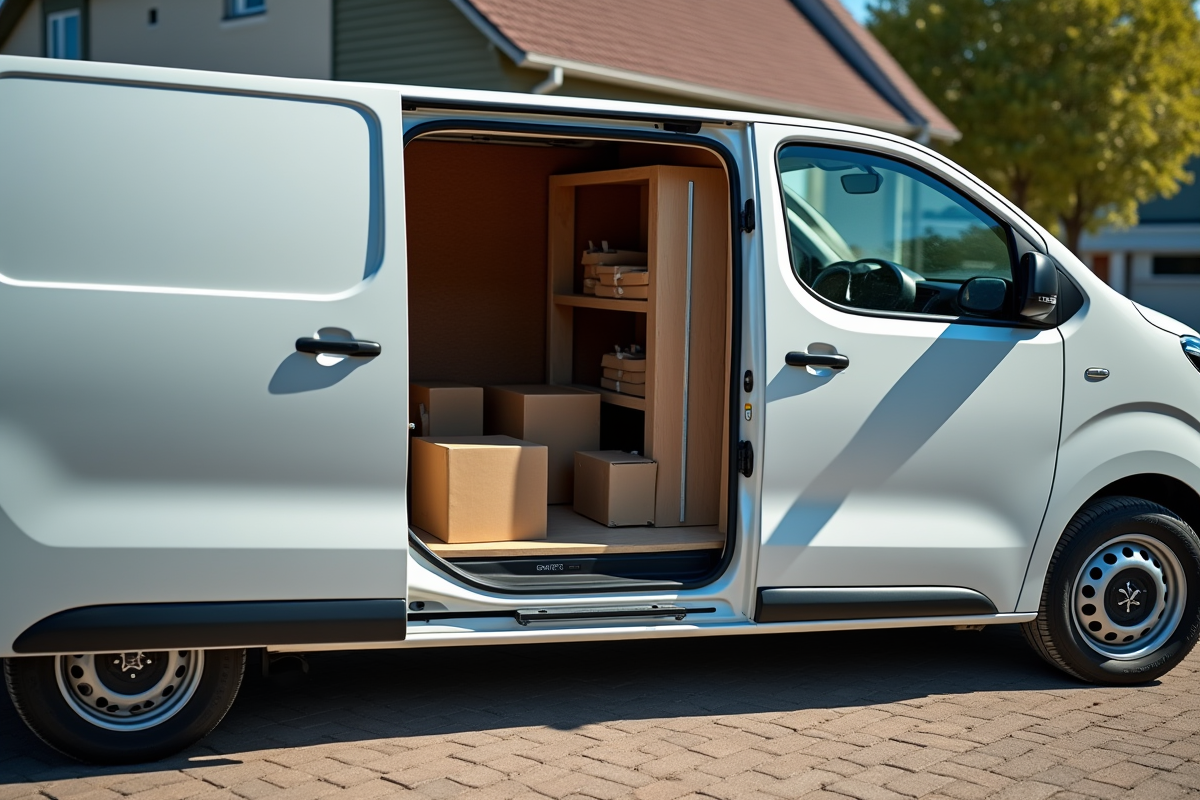 Peugeot Expert stationne avec rangement mal installé à l