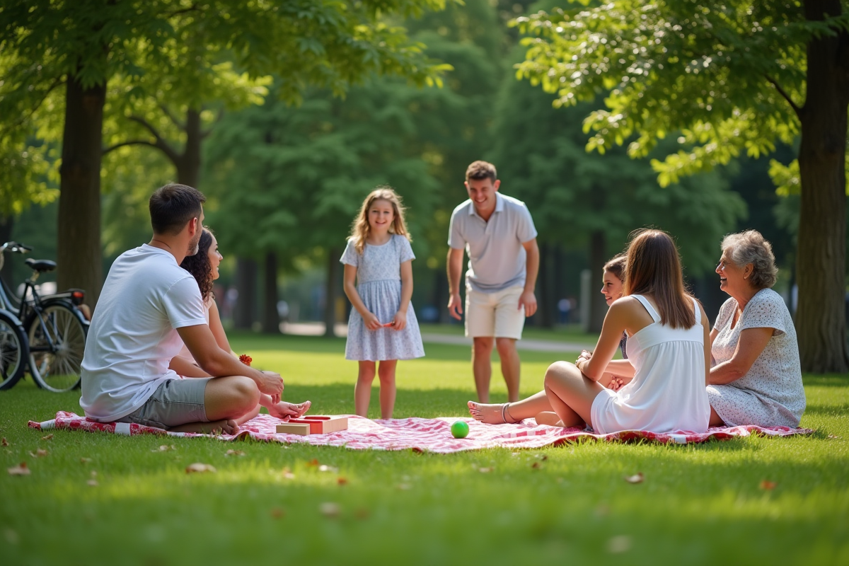Famille jouant à la pétanque lors d