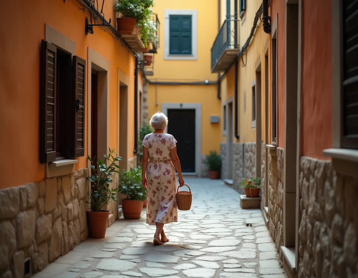 Ruelle pavée d'une petite ville italienne avec des murs en pierre et des volets en bois, illustrant les villes italiennes en 4 lettres pour mots croisés