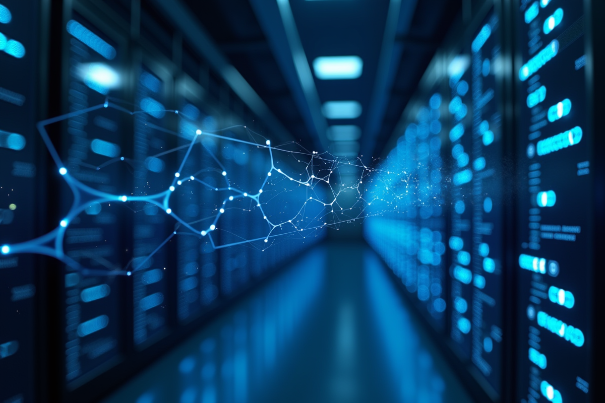 Serveurs sécurisés dans un centre de données avec chaînes blockchain